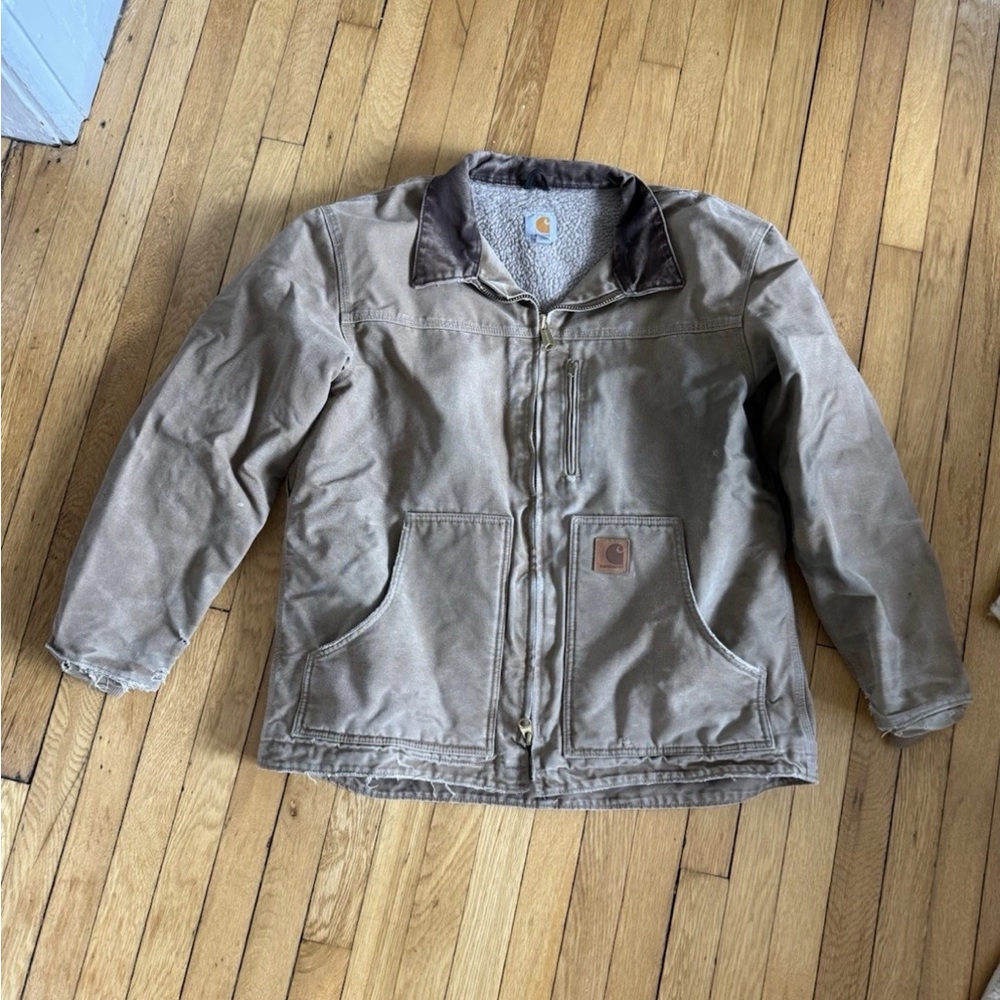 Carhartt Tan Performance Jacket with Dark Brown Collar